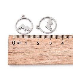 変色しない201ステンレススチールレーザーカットペンダント  山  ステンレス鋼色  17x14.5x1mm  穴：1.5mm&nbsp;STAS-S105-T901-1