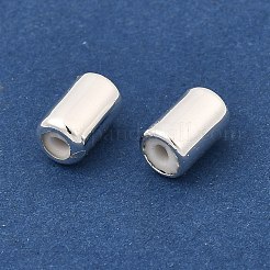 真鍮ビーズ  ゴム入り  スライダービーズ  コラム  銀  8x5mm  穴：2mm&nbsp;KK-WH0052-01F