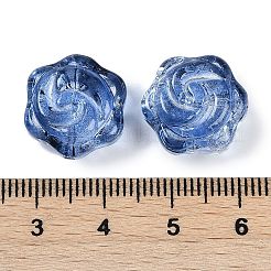 透明スプレーペイントガラスビーズ  ローズ  藤紫色  15x15x8mm  穴：1.2mm&nbsp;GLAA-H035-05C