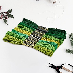 2本撚りコットン刺繍糸 6袋  クロスステッチ糸  DIY縫製用  グリーン  1.2mm  約8.20ヤード（7.5m）/かせ  8色  1 かせ/色  8 かせ/バッグ&nbsp;DIY-DJ0005-18B