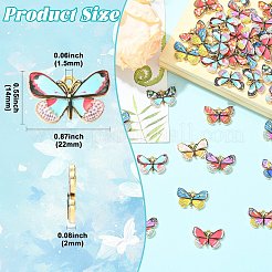 合金エナメルチャーム  蝶のチャーム  プラチナ  ミックスカラー  14x22x2mm  穴：1.5mm  48個/セット&nbsp;FIND-CJZ0001-010