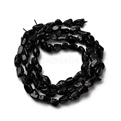 天然石ブラックトルマリンビーズ連売り  ナゲット  グレードAB  5~9x4~6x3~4.5mm  穴：0.7mm  約75~89個/連  15.35''（39cm）〜15.94''（40.5cm）&nbsp;G-I389-A30-AB