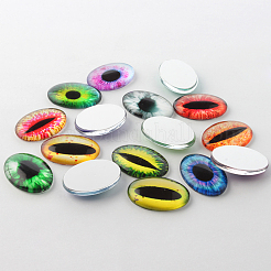 Dragon Eye Theme Ornaments Glass Oval Flatback Cabochons&nbsp;GGLA-A003-18x25-WW