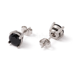 6 Pairs Cubic Zirconia Flat Round Stud Earrings&nbsp;EJEW-G291-04A-M
