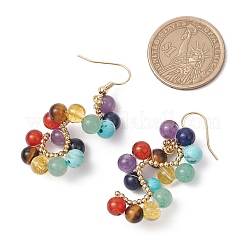 Spiral Natural & Synthetic Mixed Stone Dangle Earrings&nbsp;EJEW-TA00634