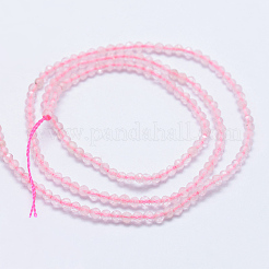 天然石ローズクォーツビーズ連売り  多面カット  ラウンド  2~2.5mm  穴：0.5mm  約195~208個/連  15.7インチ（40cm）&nbsp;G-J369-29-2mm