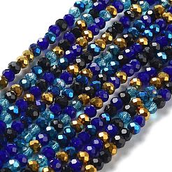 ガラスビーズ連売り  多面カット  ロンデル  ミディアムブルー  4x3mm  穴：0.4mm  約123~127個/連  15.75~16.5インチ（40~42cm）&nbsp;EGLA-A034-M4mm-36