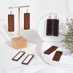 長方形のダングルイヤリングの作り方キット  木製の牛革ペンダントを含む  真鍮のピアスフック  ミックスカラー  108個/箱&nbsp;DIY-OC0009-48