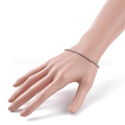 女性のためのガラスの丸いビーズのストレッチブレスレット  プラチナ  内径：2-1/8インチ（5.5cm）  ビーズ：2mm&nbsp;BJEW-JB07911-05