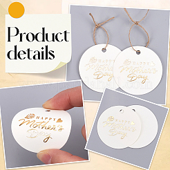 100Pcs Mother's Day Flat Round Gold Stamp Word Happy Mother' Day Hanging Tag&nbsp;DIY-SP0003-88A