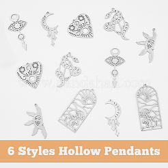 12Pcs 6 Styles Divination Theme 201 Stainless Steel Pendants&nbsp;STAS-DC0012-70