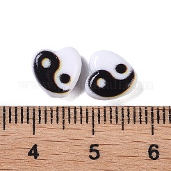 不透明なアクリルビーズ  陰陽の心  ブラック  8.5x8.5x4mm  穴：1.5mm&nbsp;OACR-H114-01