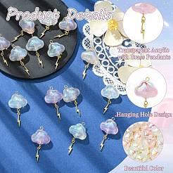 15Pcs 5 Colors Transparent Acrylic with Brass Pendants&nbsp;PALLOY-CJ00191