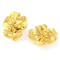 女性用304ステンレススチールフラワースタッドピアス  クリアキュービックジルコニア  ゴールドカラー  23x21.5mm&nbsp;EJEW-U023-04G-03