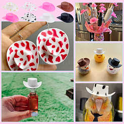 48Pcs 8 Styles Mini Cowboy Hat Plastic Accessories&nbsp;FIND-PH0027-03