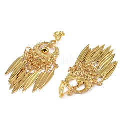 ボヘミア亜鉛合金クリップオンイヤリング  女性のためのシャンデリアのピアス  ゴールドカラー  70x24mm&nbsp;LS-EJEW-C089-01J-G