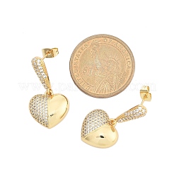 Brass Micro Pave Clear Cubic Zirconia Dangle Stud Earrings for Women&nbsp;LS-EJEW-F352-05G-01