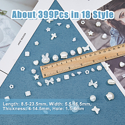 399個18スタイルabsプラスチックイミテーションパールビーズ  混合図形  ホワイト  8~23.5x5.5~18x3.5~8mm  穴：1~2mm&nbsp;KY-DC0001-17