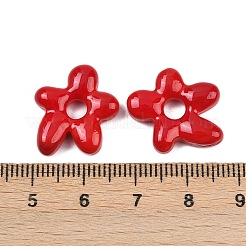 手作りランプワークビーズ  花  レッド  18x17x4mm  穴：3.7mm&nbsp;LAMP-S069-03H