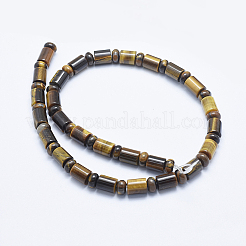 天然石タイガーアイビーズ連売り  コラム  コラム：10x8mm  フラットラウンド：8x5mm  穴：1mm  約27個/連  15.94インチ（40.5cm）&nbsp;G-E444-20