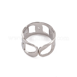 変色しない304ステンレススチールカーブチェーンカフリング女性用  ステンレス鋼色  内径：16.8mm&nbsp;RJEW-G285-07P