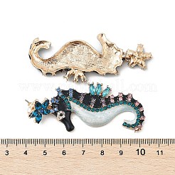 合金ラインストーンダングルピアス  タツノオトシゴ  ライトゴールド  65.5x28mm&nbsp;EJEW-D300-01G-01