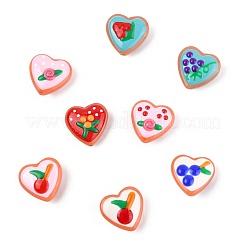 8Pcs 8 Colors Painted Glass Beads Enamel Beads Heart with Fruit&nbsp;LAMP-FS0001-51