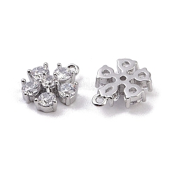 Brass Micro Pave Clear Cubic Zirconia Pendants&nbsp;KK-K351-42B-P