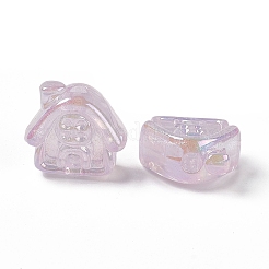 UVメッキレインボー虹色アクリルビーズ  ハウス  プラム  16x17.5x8mm  穴：3.5mm&nbsp;PACR-M003-02D
