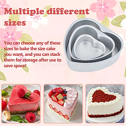 3 Bags 3 Styles Heart Aluminium Alloy Cake Mold Rings&nbsp;AJEW-DC0002-06