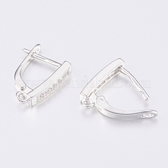 Brass Micro Pave Cubic Zirconia Hoop Earring Findings with Latch Back Closure&nbsp;ZIRC-K075-34P