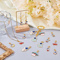 40Pcs 10 Style Alloy Enamel Pendant Decorations&nbsp;HJEW-FH00292