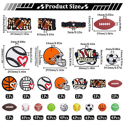 スポーツシリコンビーズ  混合図形  ミックスカラー  14.5~30x13~30x7.5~15mm  穴：2~3mm&nbsp;SIL-SC0002-40
