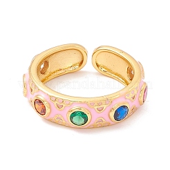 Flat Round Cubic Zirconia Cuff Rings&nbsp;RJEW-C021-04G