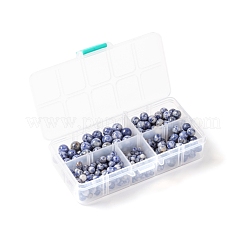 340個4サイズナチュラルブルースポットジャスパービーズ  ラウンド  4mm / 6mm / 8mm / 10mm  穴：0.8~1mm&nbsp;G-LS0001-17