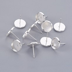 304ステンレススチールスタッドピアス金具  フラットラウンド  銀色のメッキ  トレイ：10mm  12x2mm  ピン：0.8mm&nbsp;LS-X-STAS-F188-01P-C