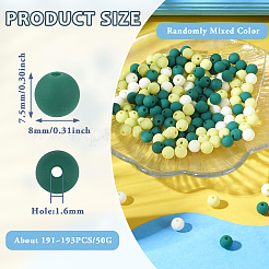 ゴム風模造シリコンアクリルビーズ191~193個  ラウンド  シーグリーン  8x7.5mm  穴：1.6mm&nbsp;MACR-TA0001-94A