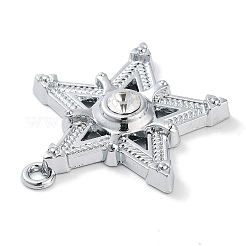 合金ラインストーンペンダント  星のチャーム  プラチナ  クリスタル  38x36x6.5mm  穴：2.5mm&nbsp;ALRI-S001-16P-02