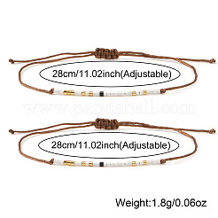 2Pcs Adjustable Glass Seed Bead Bracelets&nbsp;UW8577-1