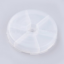 プラスチックビーズ収納ケース  6のコンパートメント  フラットラウンド  透明  10.3x1.7cm&nbsp;CON-G003-01