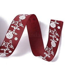 25 Yards Christmas Theme Printed Polyester Grosgrain Ribbon&nbsp;OCOR-C004-02E