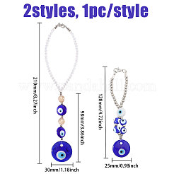 2Pcs 2 Styles Handmade Lampwork Evil Eye Pendant Decorations&nbsp;HJEW-GL0001-28