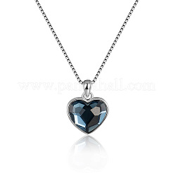 925 Sterling Silver & Faceted Glass Heart Pendant Necklaces&nbsp;FS-WGB8E4D-01
