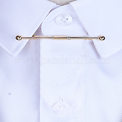 男性用真鍮ネクタイピン 2個 2色  プラチナ·ゴールデン  63x11x5mm  1pc /カラー&nbsp;AJEW-LP0010-93