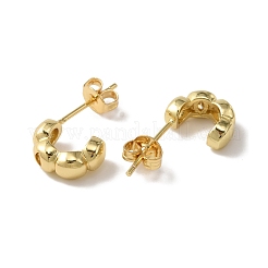 女性用真鍮Cシェイプスタッドピアス  18KGP本金メッキ  10x4mm  ピン：0.7mm&nbsp;EJEW-F314-05G