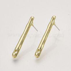 合金製スタッドピアスパーツ  カン付き  バー  ライトゴールド  27.5x3.5mm  穴：1.5mm  ピン：0.6mm&nbsp;PALLOY-S121-253