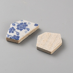 磁器のカボション  模様のあるナゲット  ブルー  20~37x20~36.5x6mm&nbsp;PORC-TAC0015-001A