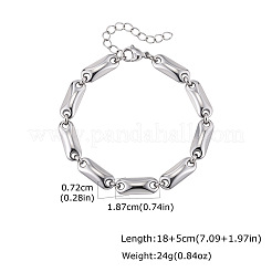 男性用304ステンレススチール製オーバルリンクチェーンブレスレット  変色なし  ステンレス鋼色  7.09インチ（18cm）&nbsp;WGEFEC8-01