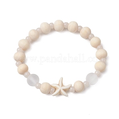 3 Pcs Synthetic Turquoise & Wood & Glass Beaded Stretch Bracelets for Boys Girls&nbsp;BJEW-JB11127
