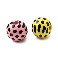 印刷されたシマウッドビーズ  ラウンド  ミックスカラー  16~16.5mm  穴：4mm&nbsp;WOOD-L022-04B-02